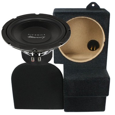 Subwoofer für BMW X5 E53 Hifonics Mercury MRW-104 25cm Bass + Seitenteilgehäuse