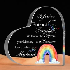 Pet Memorial Signage Heart-Shaped Rainbow Plaque 5.1"x5.1" Loss Gift