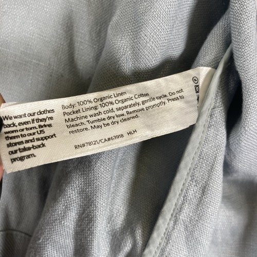 Giacca camicia aperta Eileen Fisher donna blu pesante lino biologico nuova con etichetta, taglia L - Foto 8 di 9