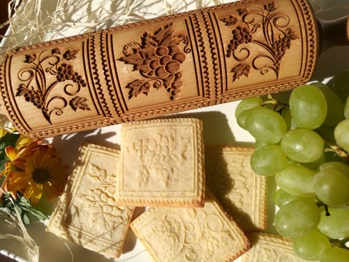Springerle Cookies Grape Embossed Rolling Pin Deep Carved MOLD Textured Cookie - 第 1/12 張圖片