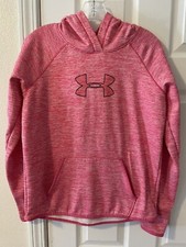 Under Armour Logo Cold Gear Pink Storm 1 Hoodie Thumb Holes Size Small Activewea