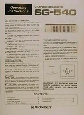 Pioneer SG-540 Equalizzatore grafico stereo istruzioni per l'uso MANUALE UTENTE EQ 
