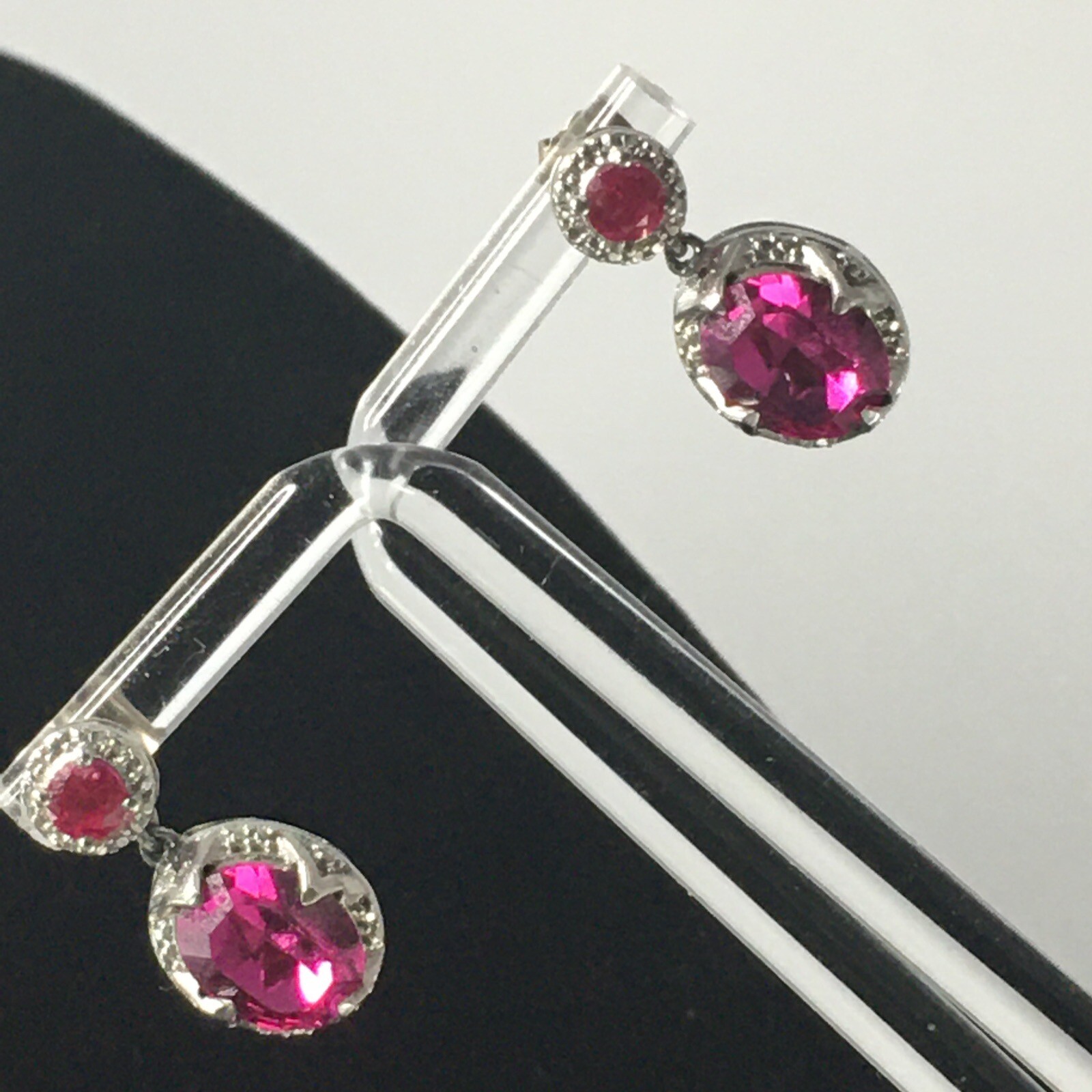 KARIS Sterling Silver Simulated Ruby Dangle Earri… - image 10