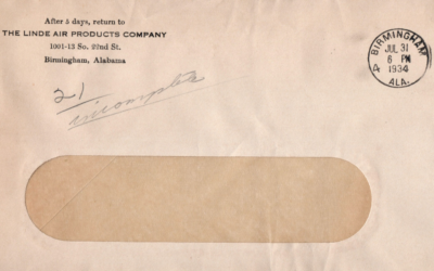 #ad Birmingham AL Alabama Linde Air Product Company Postal Cover $20.00