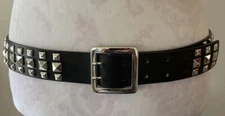 Black Faux Leather Belt With 3 Rows Of Studs Punk Gothic Women’s Size L