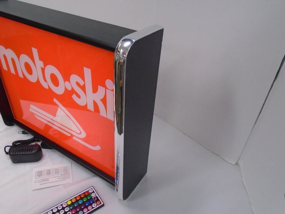 Moto-Ski Snowmobiles Orange LED Display lighted sign lightbox Wall Hanging Light - Image 2 of 4