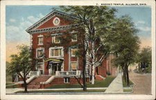 Alliance Ohio OH Masonic Temple c1920s Postcard