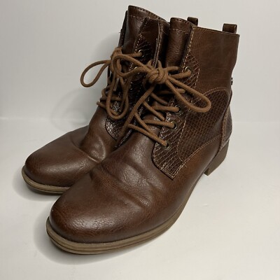 TOM TAILOR WOMEN'S BROWN ANKLE LACE UP & ZIP BOOTS EUR 39