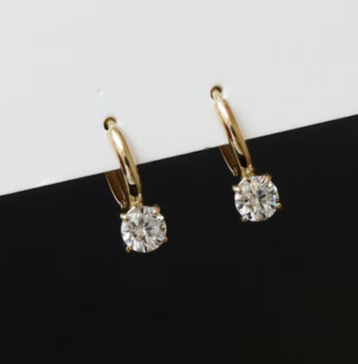 14K Yellow Gold Plated Simulated Diamond 2Ct Round Cut Women Drop-Dangle Earring