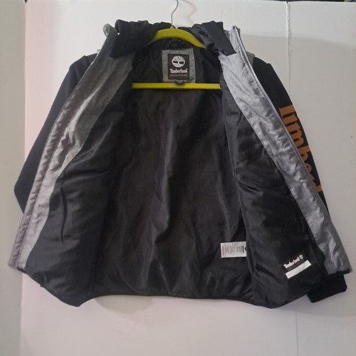 Timberland Boys Long Sleeve Two Tone Hoodie Puffer Jacket Gold Logo M (10/12) - Picture 9 of 15