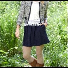 Matilda Jane Secret Fields Aspen Skater Skirt Black Faux Suede size Large NWT