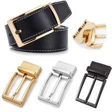 New Reversible Belt Buckle Replacement Pin Buckle Rectangular Silver Black 1pc