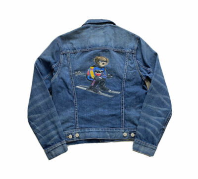 NEW Polo Ralph Lauren Alpine Racing Ski Bear Trucker Denim Jean Jacket