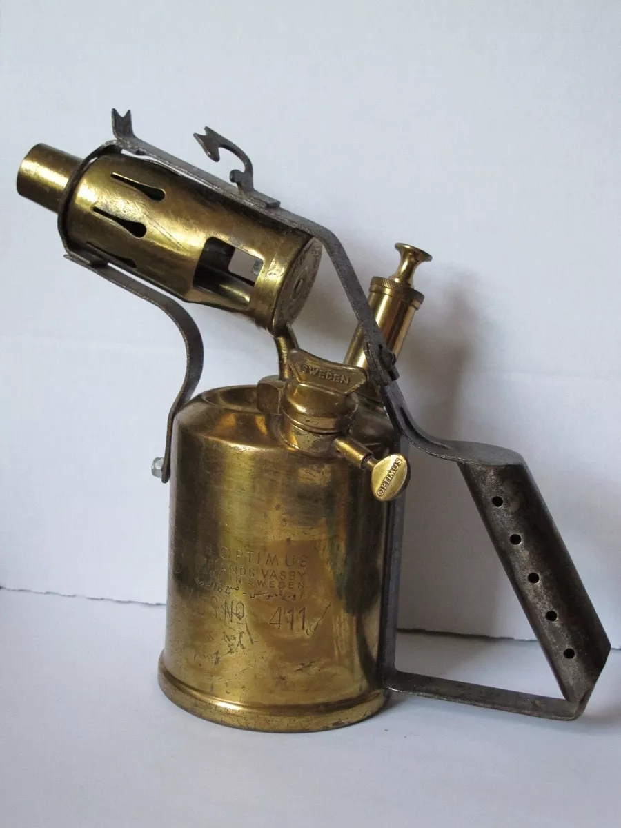 Vintage SWEDEN Brass Torch Lamp Blow Lamp Optimus No. 411 EXCELLENT Condition