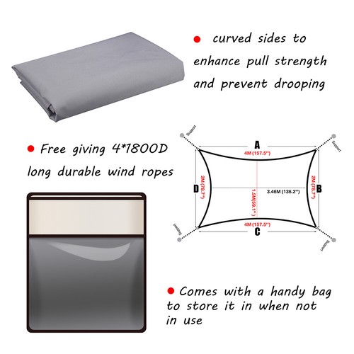 Waterproof Shade Sail Patio Awning Outdoor Garden Pool Sun Canopy Shelter Cover - Picture 397 of 606