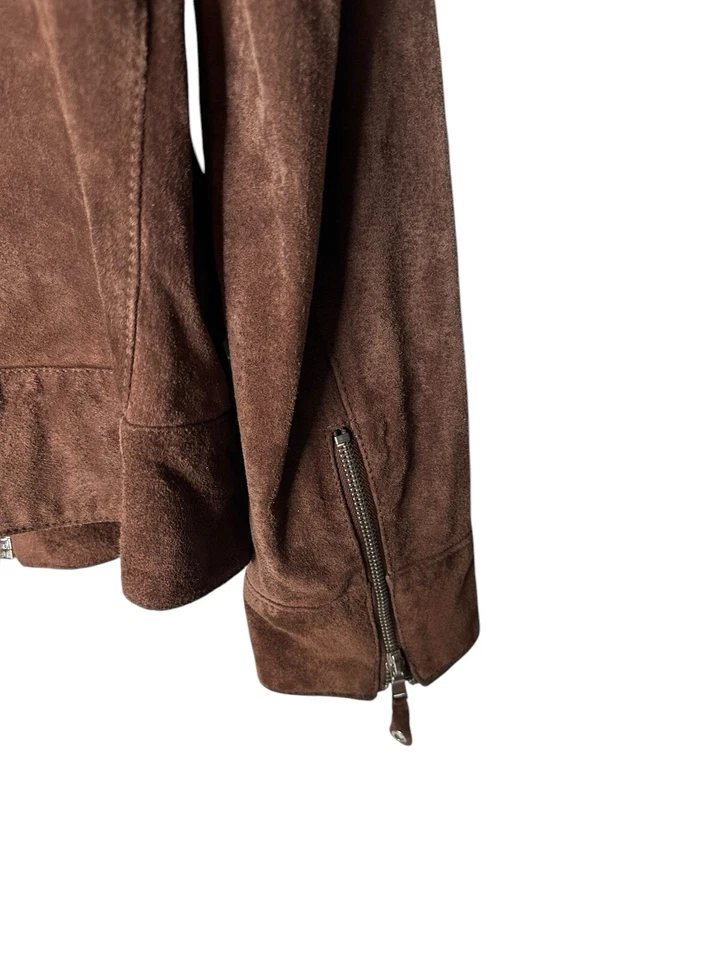 Pamela McCoy 麂皮绒棕色西部摩托车摩托车经典中性棕色夹克 Sm — 第 4/4 张图片