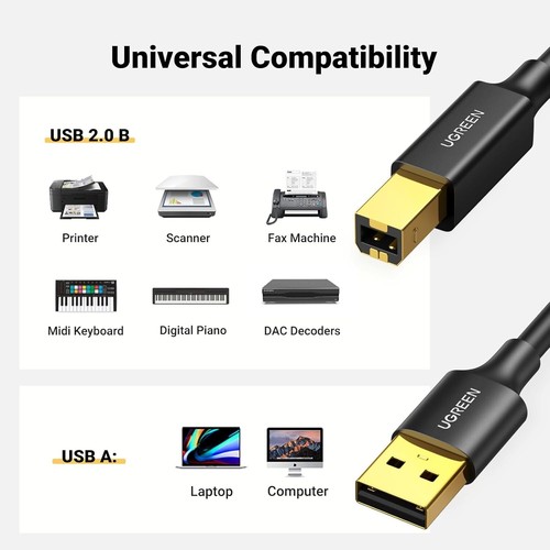 Premium USB 3.0 Shielded USB Type A to USB Type B Male Gold Printer Cable Lead - Picture 2 of 9