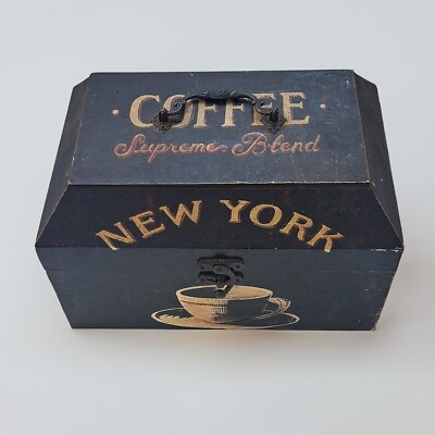 Vintage Style Coffee Supreme Blend New York Wooden Storage Box - Rustic Decor