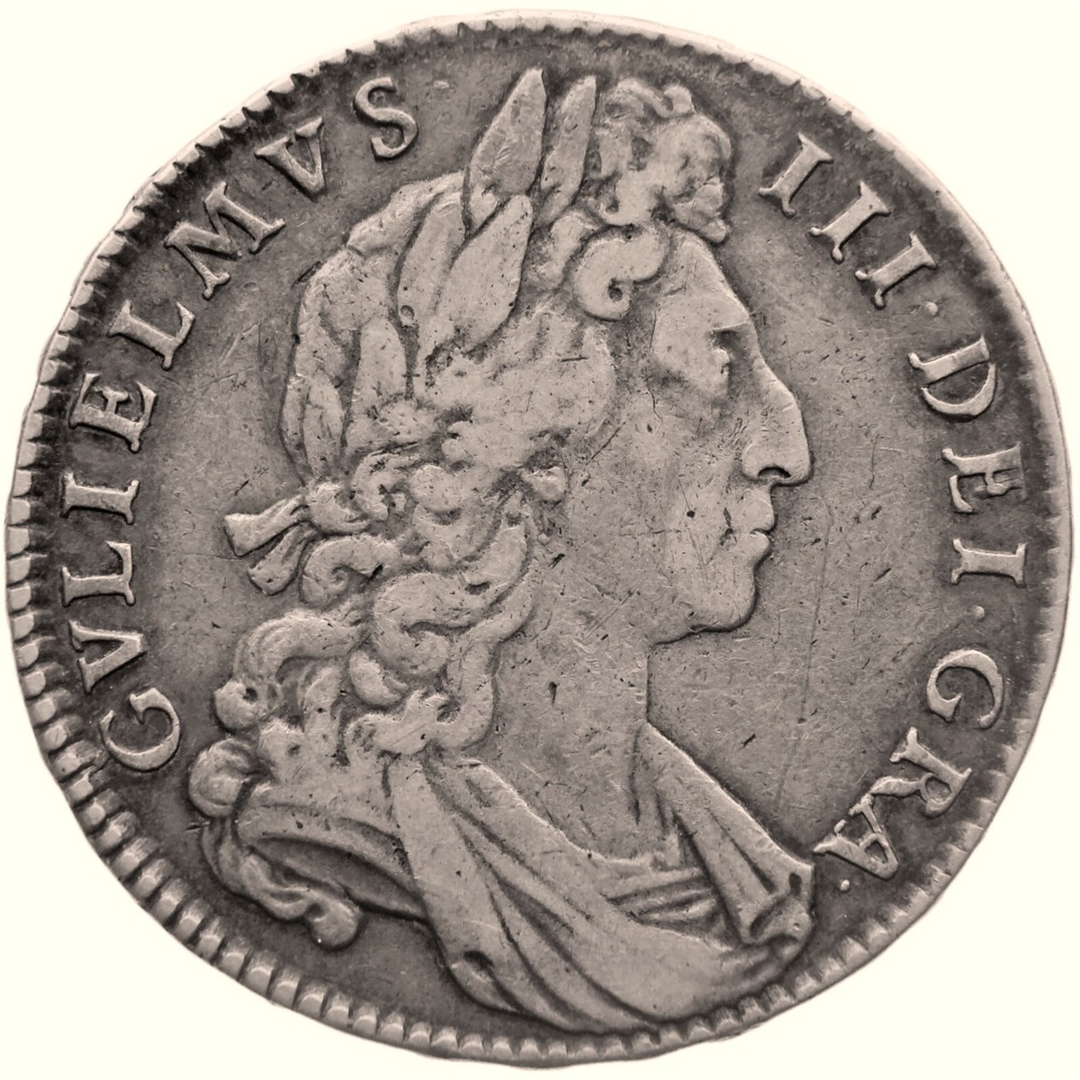 1700 Half Crown William III Coin UK Silver DVODECIMO large