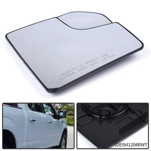Mirror Glass With Spotter Passenger Side Fit For 2015-18 Ford F150 Pickup Truck