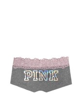 Victoria's Secret PINK Lace Trim Boyshort Panty Heather Anthracite