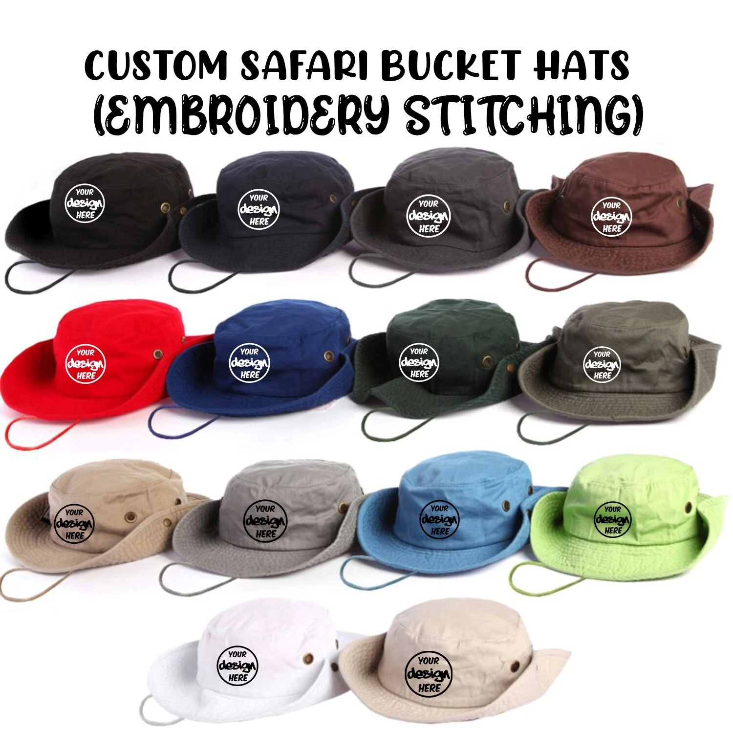 1510 Custom Your Own Logo Texts Stitching Unisex Booney Bucket Hats