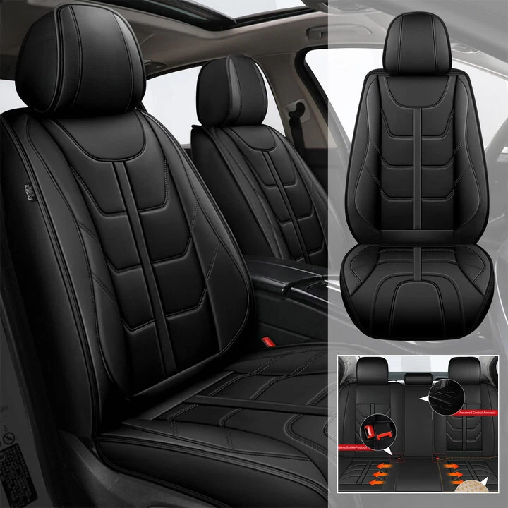 Car 5-Seat Covers Full Set Cushion Pad For ACURA ILX 2013-2019 PU Leather Black Foto 2 de 4