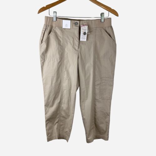 Chicos Rylie Capri Crop Pants Women (0/US 4) Elastic Waist Stretch New Khaki NEW