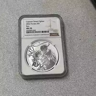 2022 Tuvalu $1 Silver Coin MS70 NGC Capcom Street Fighter RYU 1 oz 999 - Image 1 of 2