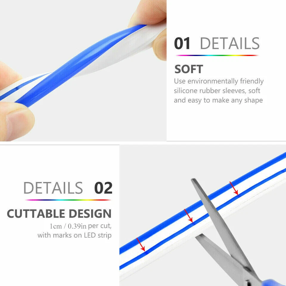 10m 12V Flex LED Neon Rope Light Strip Silicone Waterproof IP67 Home Garden Lamp - Image 4 of 4