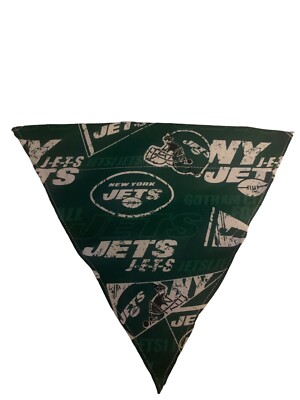 Dog Scarf Over The Collar Cotton NY Jets Grn Print Medium Hand