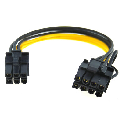 6pin to 8pin 6+2 pin Power Cable PCIe Video Card PSU Extension Wire Converter