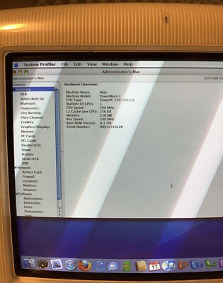 Vintage 2001 Apple iMac G3 Snow M5521 500MHZ 20GB 256MB Ram Read