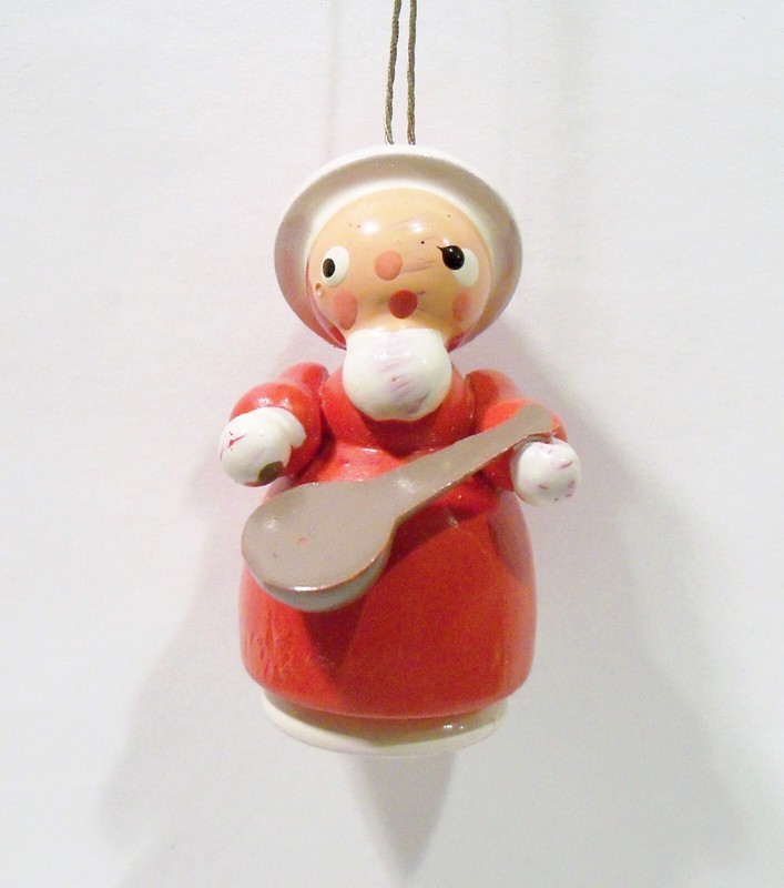 Erzgebirge Style Italy Santa Claus St. Nick Musician Wooden Wood Vntg Ornament