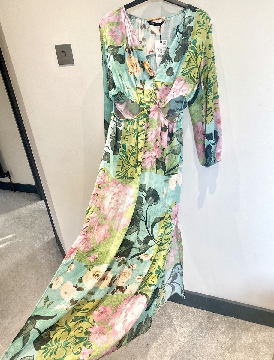 Floral Dress Zara Dresses Online Ireland Zara Dress Blue Green Abstract  Floral Print Zara Dress – Born