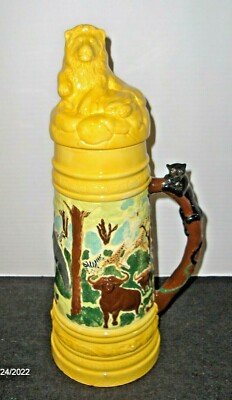 VINTAGE HOLLAND MOLD 18'' CERAMIC LION/ SAFARI BEER STEIN KING OF THE JUNGLE