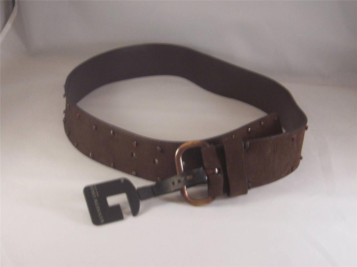 Kenneth Cole Espresso Suede Belt with Stone Bead accents  display picture 3