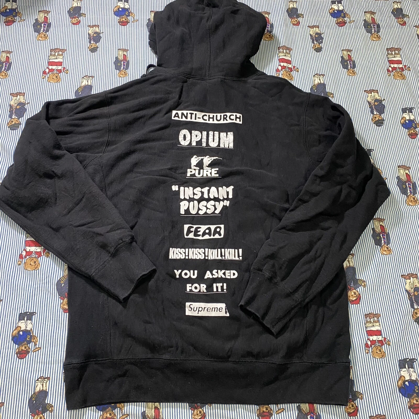 Sweat à capuche graphique SUPREME anti église pure peur adulte XL noir opium