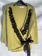 Kaliko, Angora Mix Wool, Lime Green Ladies Wrap Around, Super Soft Size UK 10.