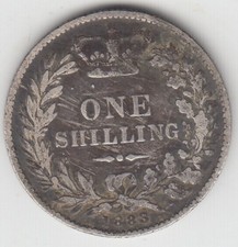 1883 United Kingdom, UK, Great Britain one 1 Shilling SILVER .925 KM# 734.4