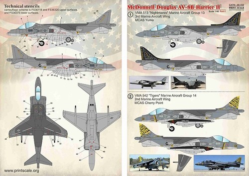Decal airplane 1:48 Mc Donnel Douglas AV-8B Harrier II Part 1 Print Scale 48-153 - Picture 16 of 24