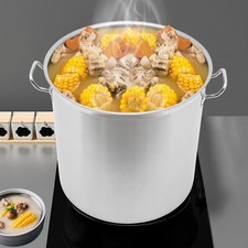 100 Qt. Heavy Duty Silver Stainless Steel Aluminum-clad Stock Pot With Lid Cover
