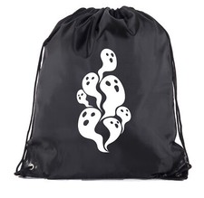 Ghosts Drawstring Bag, Trick or Treat Bag for Candy, funny Halloween cinch bags 