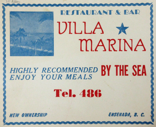 Vintage Restaurant Souvenir Photo Beautiful Girl Baja California Ensenada 1953