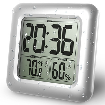 Baldr Digital Waterproof Shower Clock with Temperature Humidity Large Disaplay