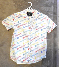 Camicia PlayStation con logo abbottonato 100% cotone lino feel media PULITA 2018