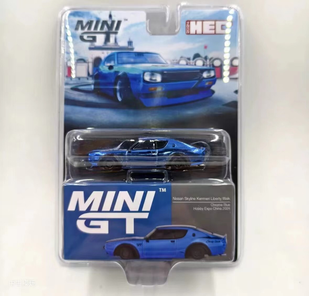 Mini GT 1:64 Nissan Skyline Kenmeri Libetry Walk Chrome Blue HEC