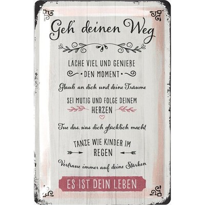 LANOLU Blechschild Geh Deinen Weg Motivation Retro Deko - 20x30cm