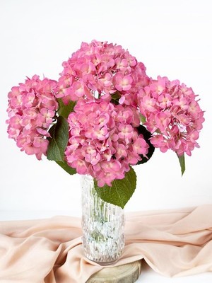 4 Pcs 20'' Real Touch Hydrangeas Pink Artificial Hydrangeas Flowers Faux Late