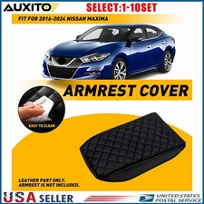 Console Lid Armrest Cover Leather For Nissan Maxima 2016-2021 Black Stitch 1-10x Console Lid Armrest Cover Leather For Nissan Maxima 2016-2021 Black Stitch 1-10x